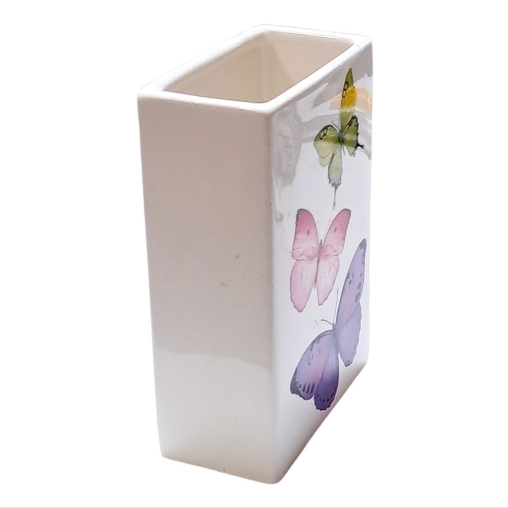 Teleflora ~ Colorful Butterflies Rectangular Glass Vase - Picture 2 of 7
